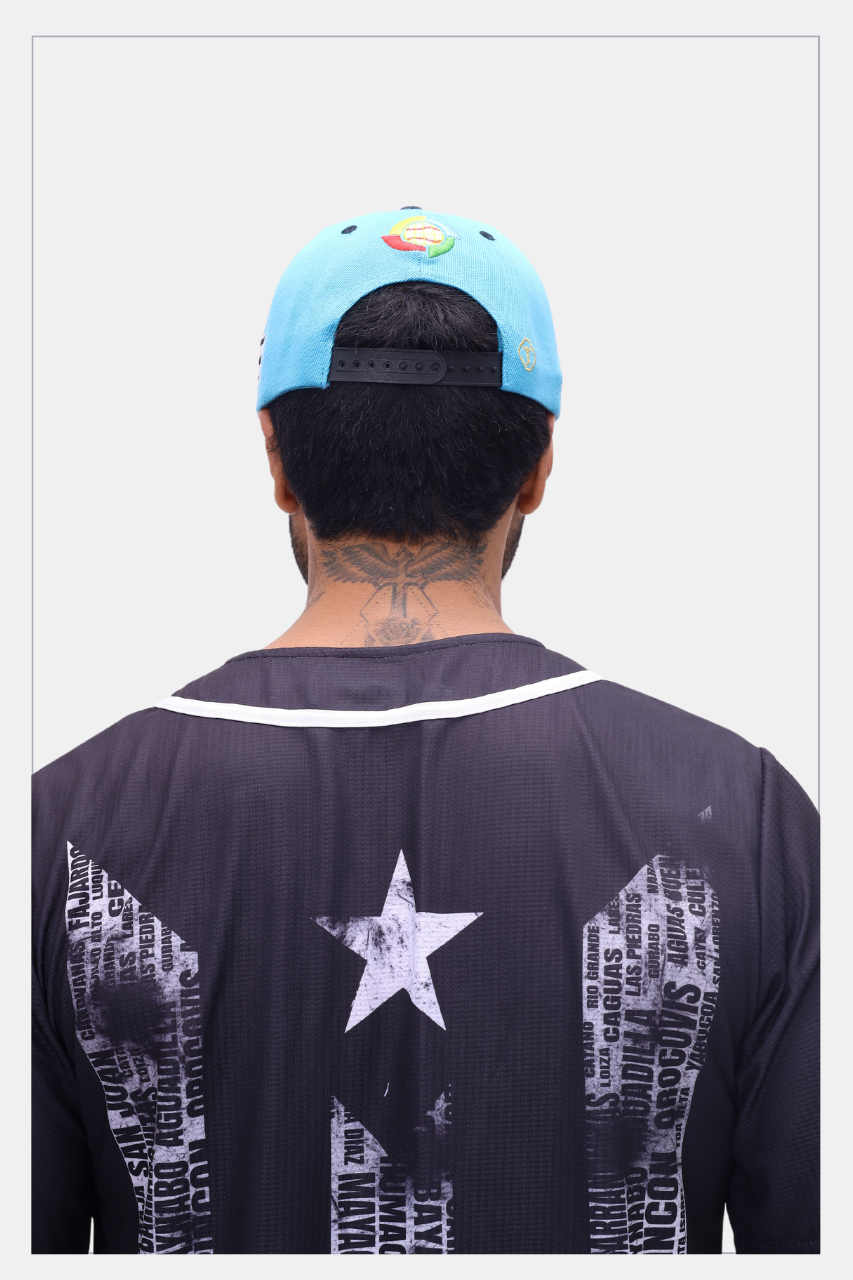 Puerto Rico PR Turquoise Black Flat Brim Snapback Hat – Embroidered Cap