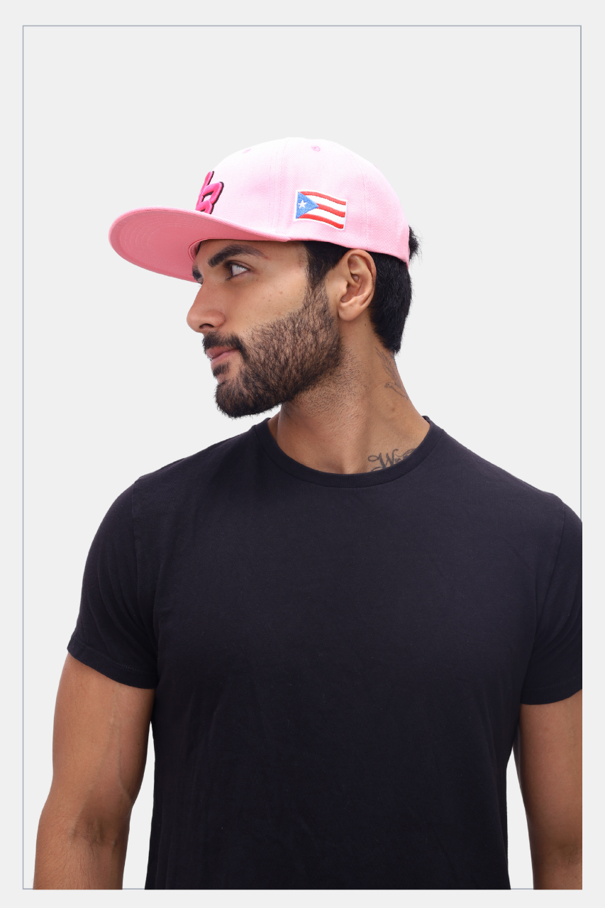 Puerto Rico Hat -Pink 5D Embroidered Snapback with Patches