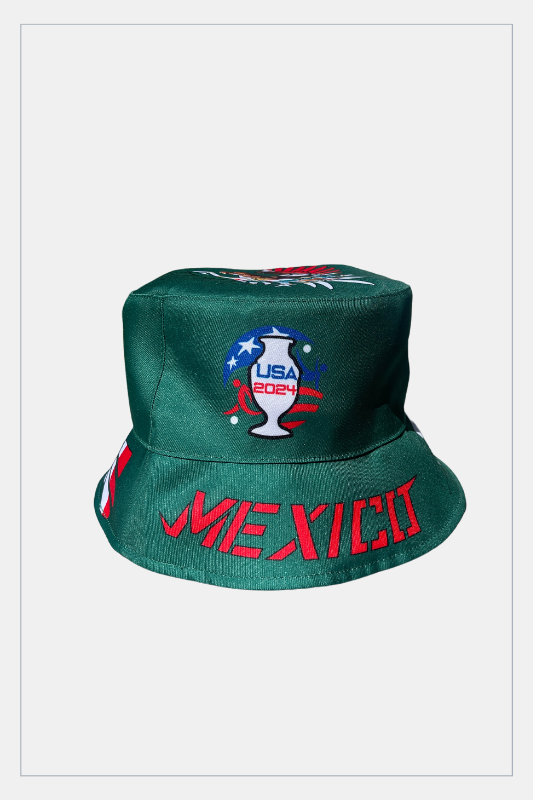 TAINOWEARS Mexico Bucket Hat – Green Design, Mexican Flag & Eagle, Sun Protection