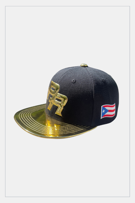Puerto Rico Caps PR 3D Black Metallic Gold Snapback one size fit all