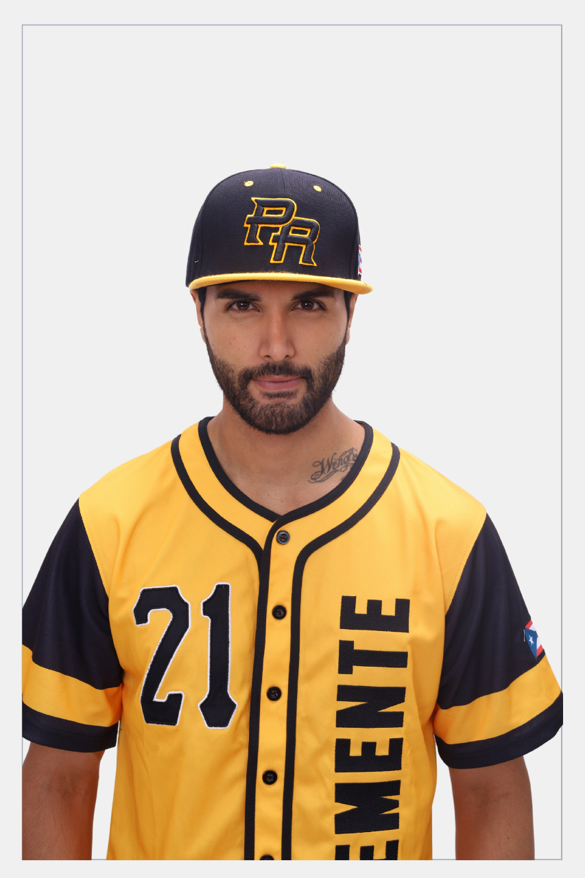 Puerto Rico PR  Black Yellow Snap Back Embroidery Cap