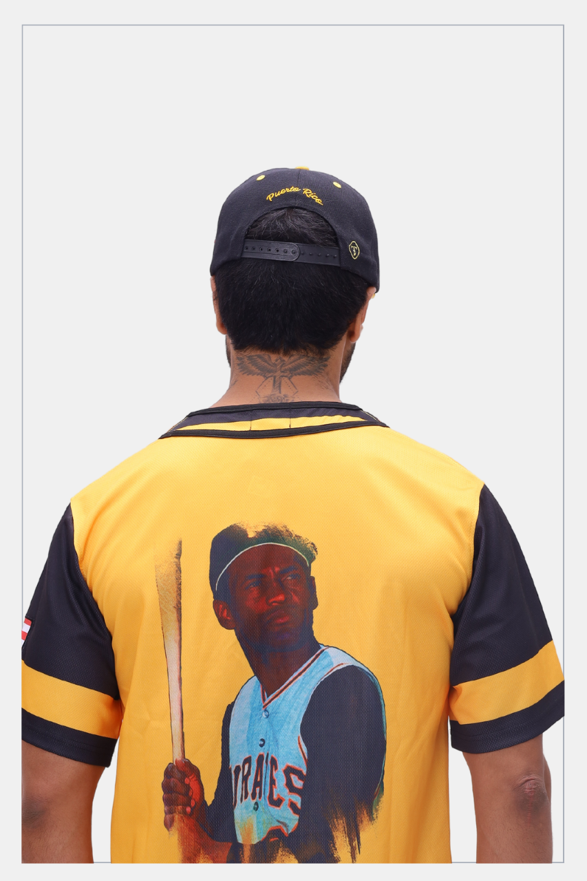 Puerto Rico PR  Black Yellow Snap Back Embroidery Cap