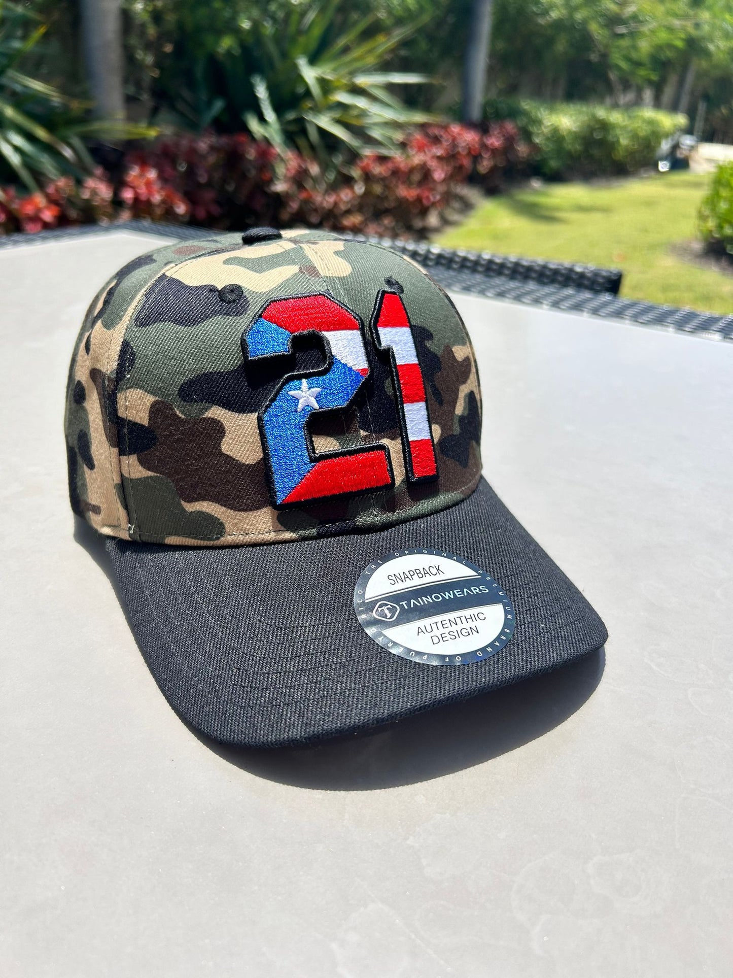 TAINOWEARS Puerto Rico Camouflage Trucker Hat – PR Embroidery, Adjustable, Puerto Rican Flag
