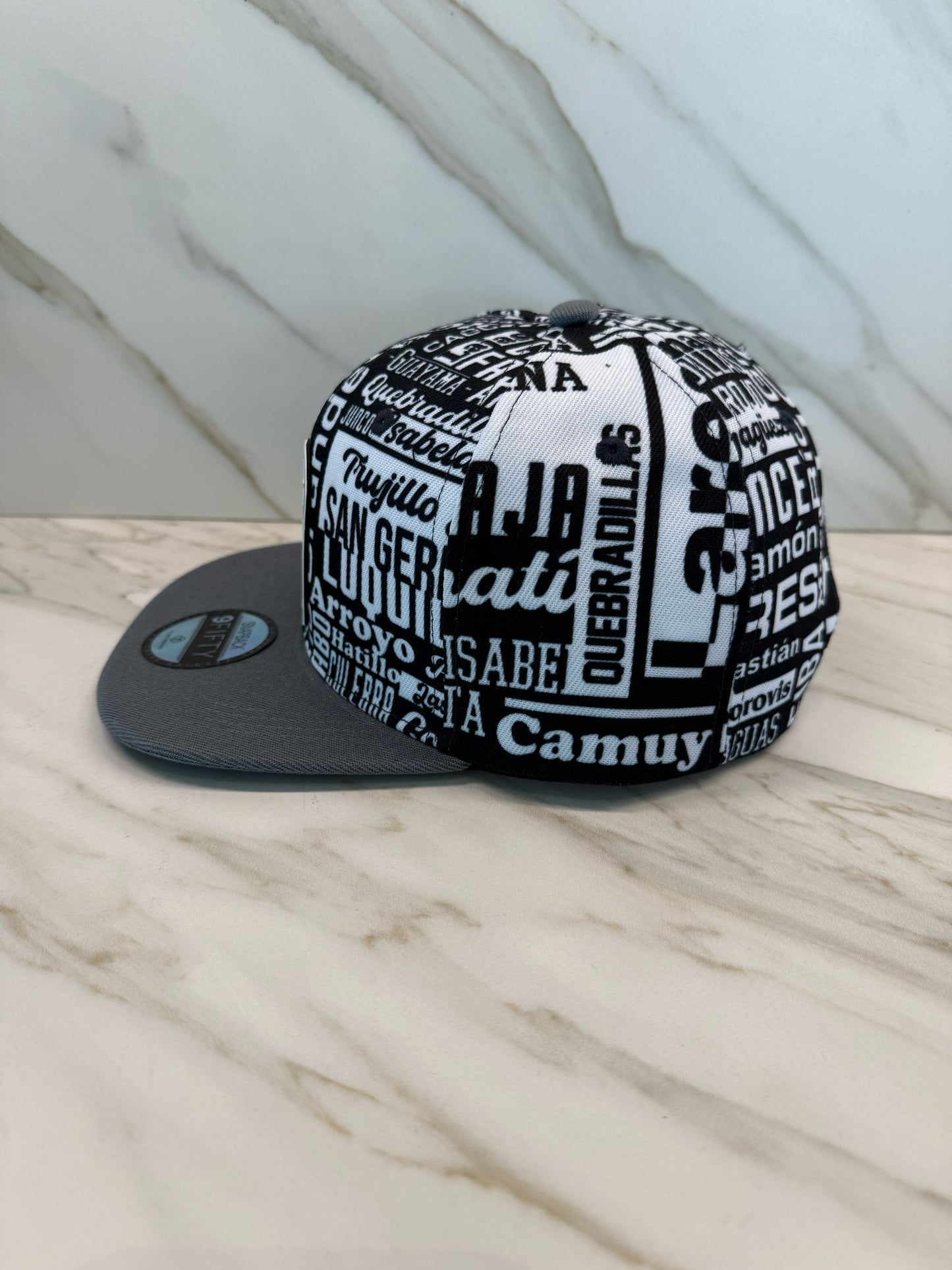 Puerto Rico Black Snapback Hat with 78 Towns & Silicone Patch