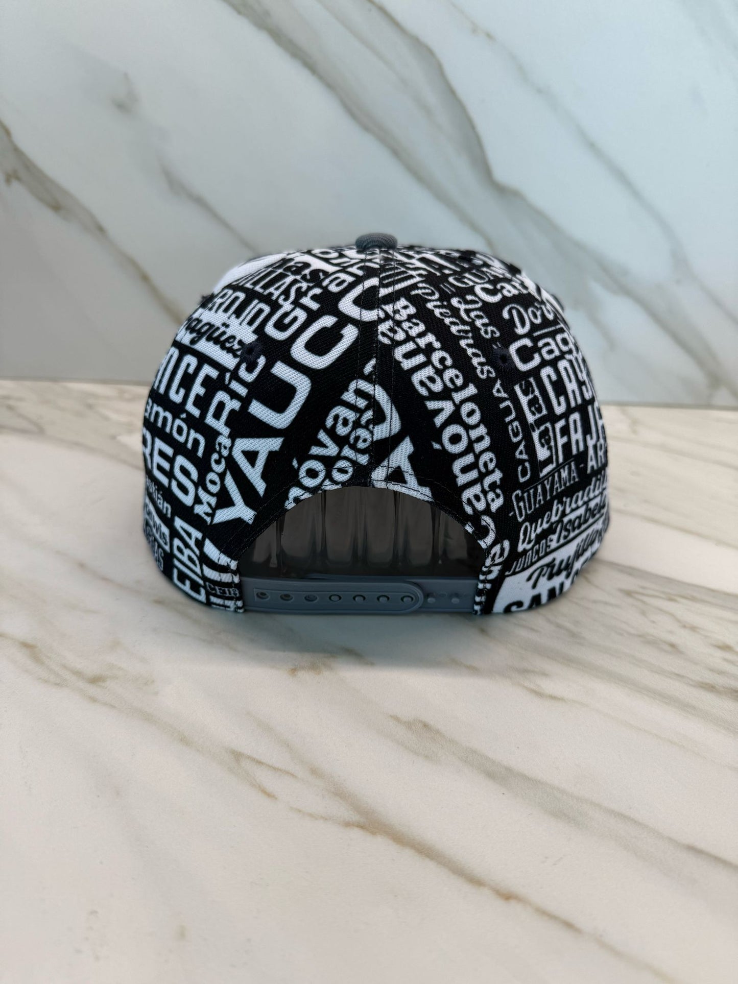 Puerto Rico Black Snapback Hat with 78 Towns & Silicone Patch