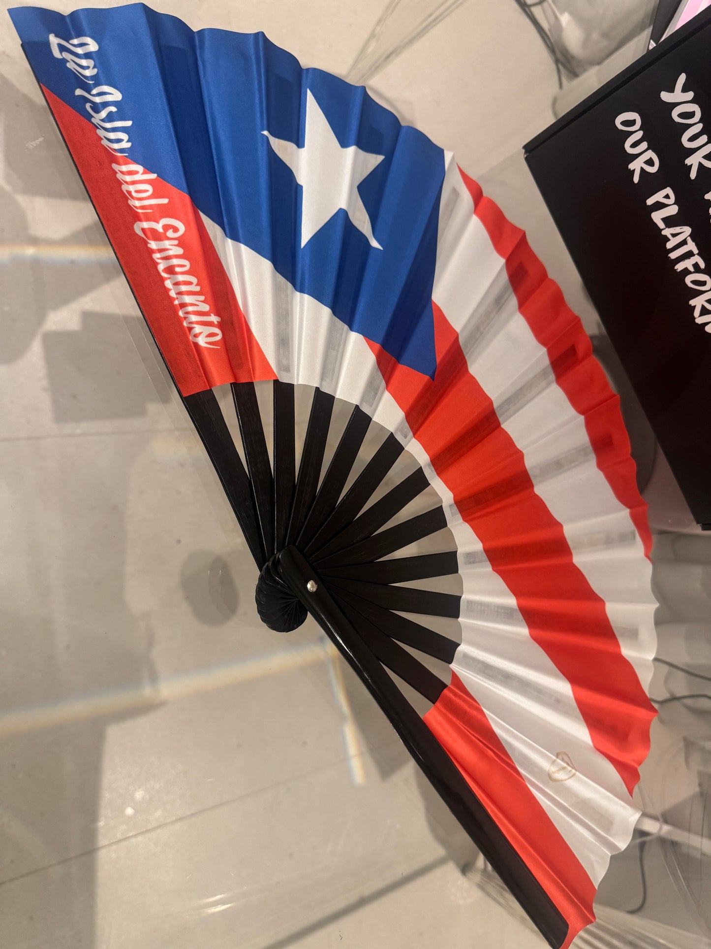 La Isla del Encanto Puerto Rico Bamboo Folding Fan