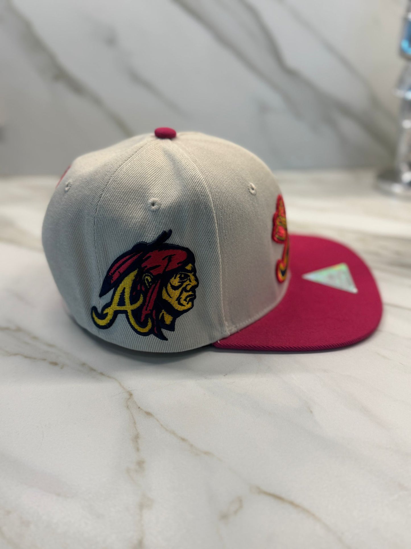 Atlanta Baseball Cap - Beige with Red Flatbill | Premium Embroidery & Iconic Eagle Symbol