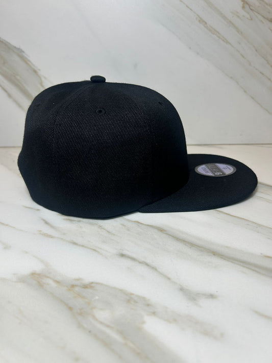 Full Black Flatbill Premium Snapback Size 7 1/8