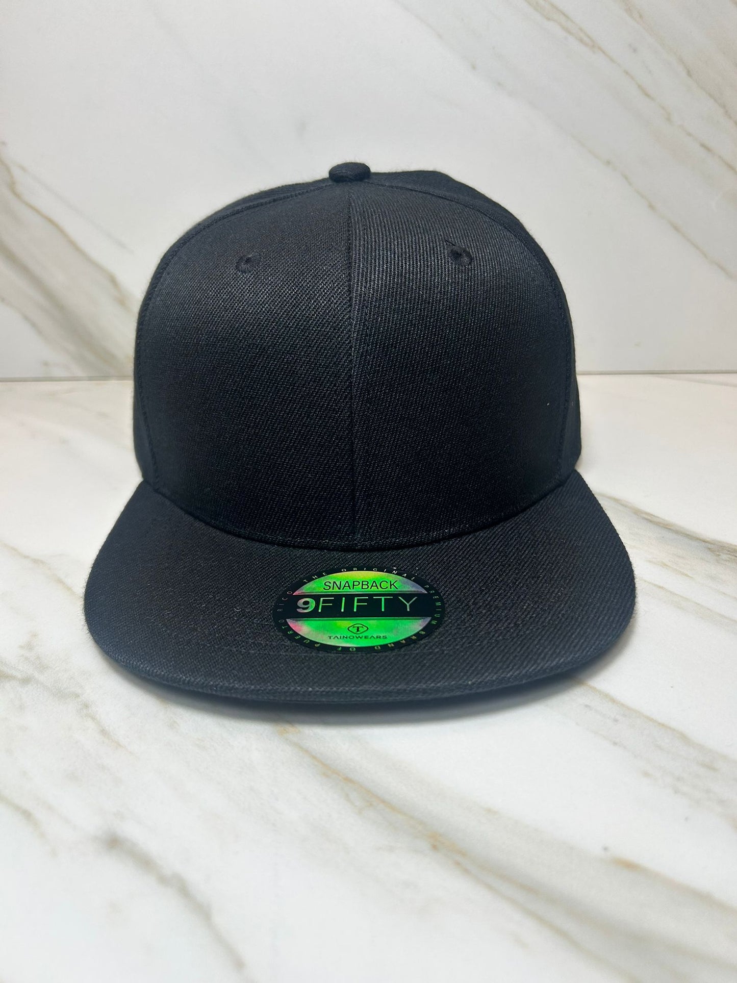 Full Black Flatbill Premium Snapback Size 7 1/8
