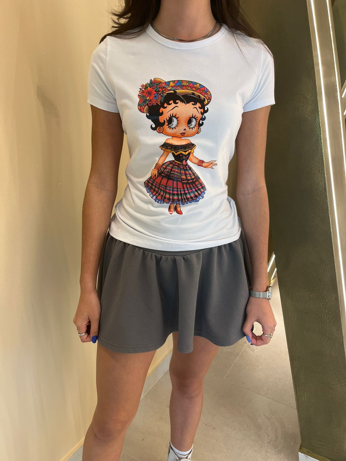 Betty Boo Mexican Flag T-Shirt – Unique Design in Premium Peruvian Cotton