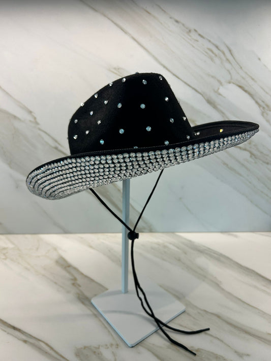 Tainowears Cowboy Black Diamonds hat, black wool for women, Bride Gift,  Custome