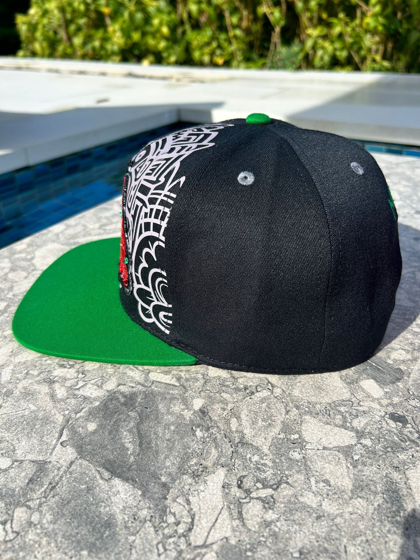 Katrina Cap Mexico – Black 3D Embroidery, Mexico Map & Maya Symbols, High Crown Snapback, Flatbill