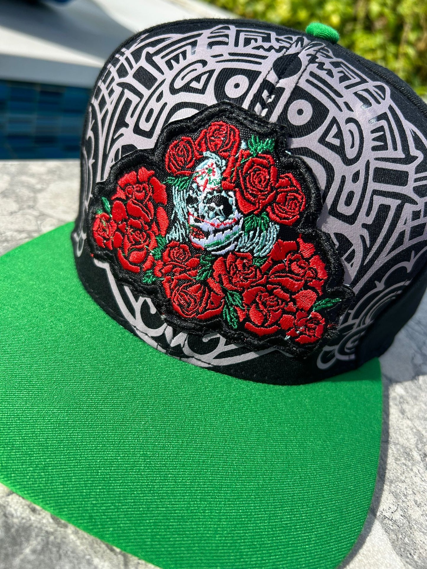 Katrina Cap Mexico – Black 3D Embroidery, Mexico Map & Maya Symbols, High Crown Snapback, Flatbill