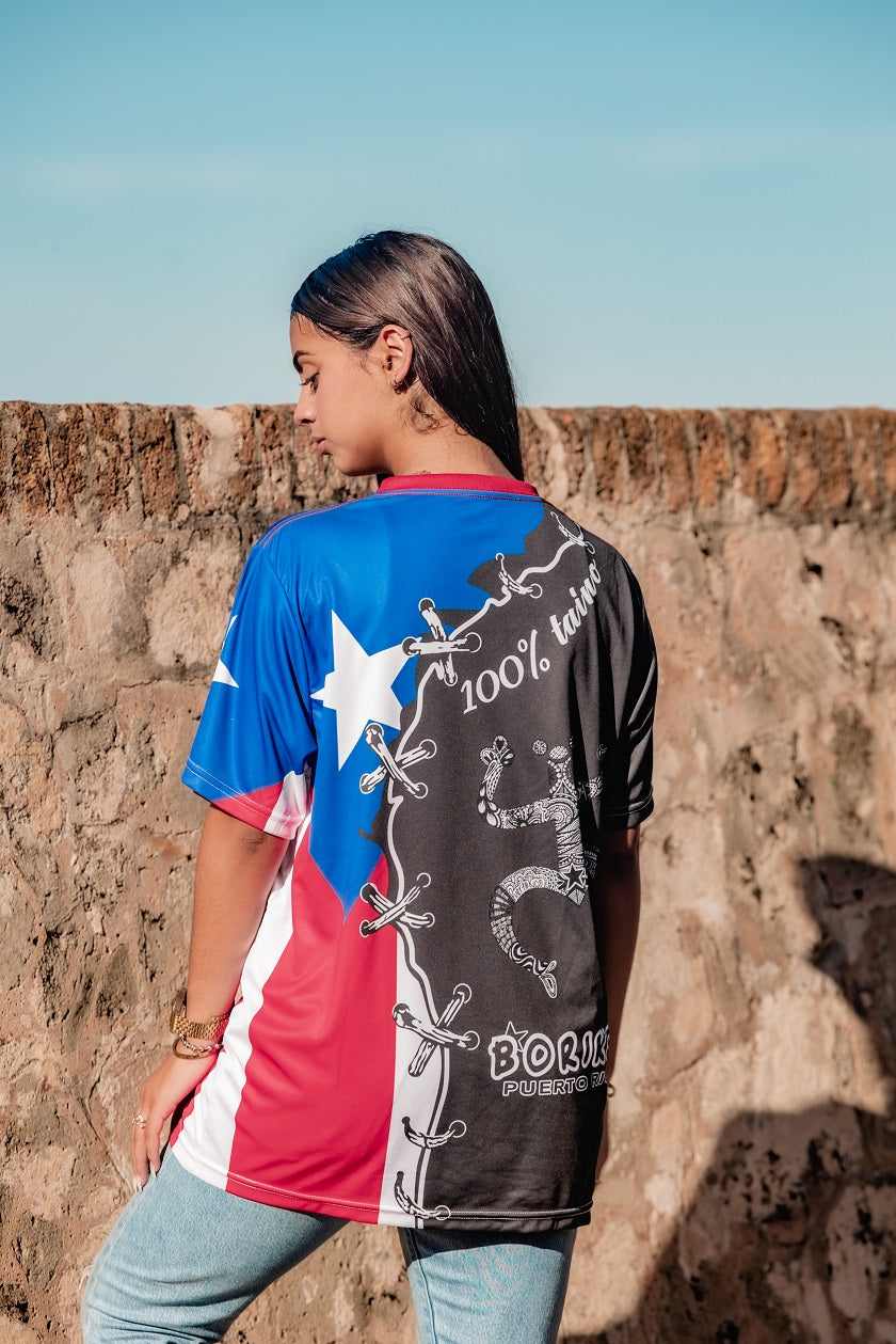 TAINOWEARS Coqui Borinquen Jersey – Puerto Rican Flag, Taino Coqui, Soft Summer Unisex