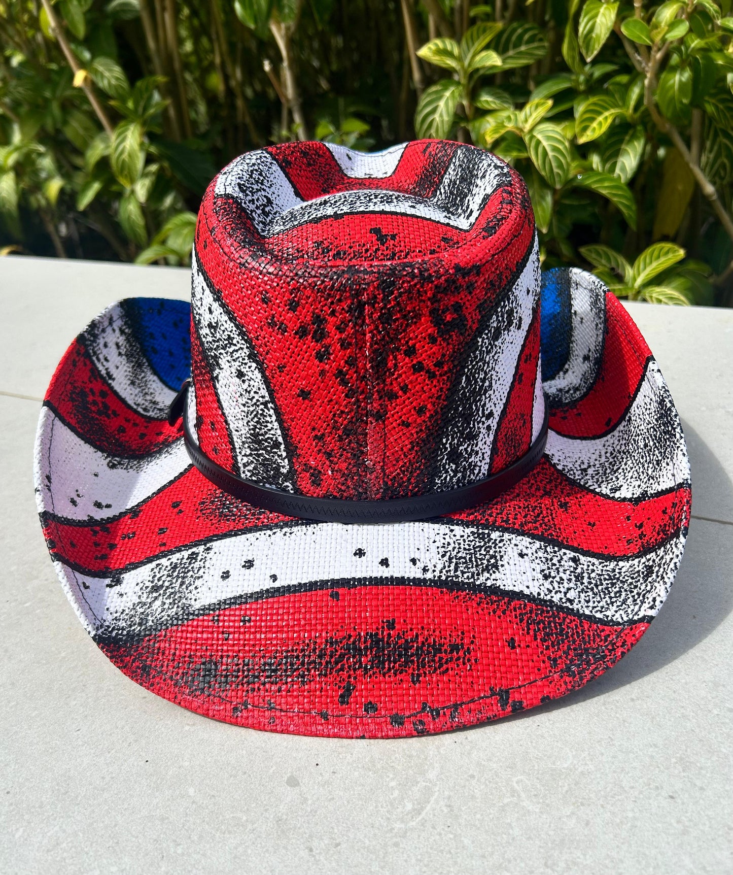 Patriotic Flag Cowboy Hat – Star Rhinestone Straw Western Hat for Festivals and Events