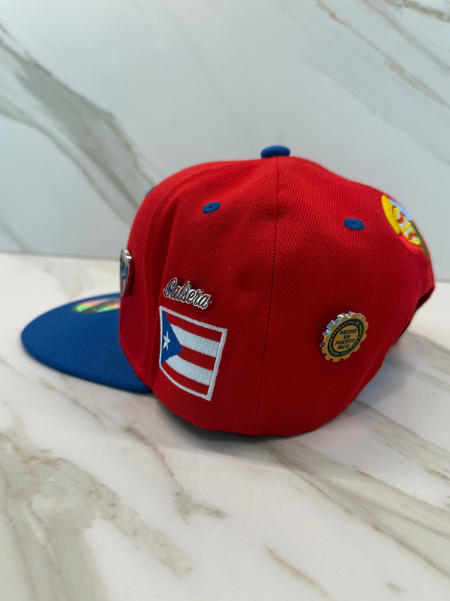 Puerto Rico Flag Pinned Limited Edition 5D High Relief Embroidery Blue/Red Flat Brim Hat - Luxury Boricua Gift for Him