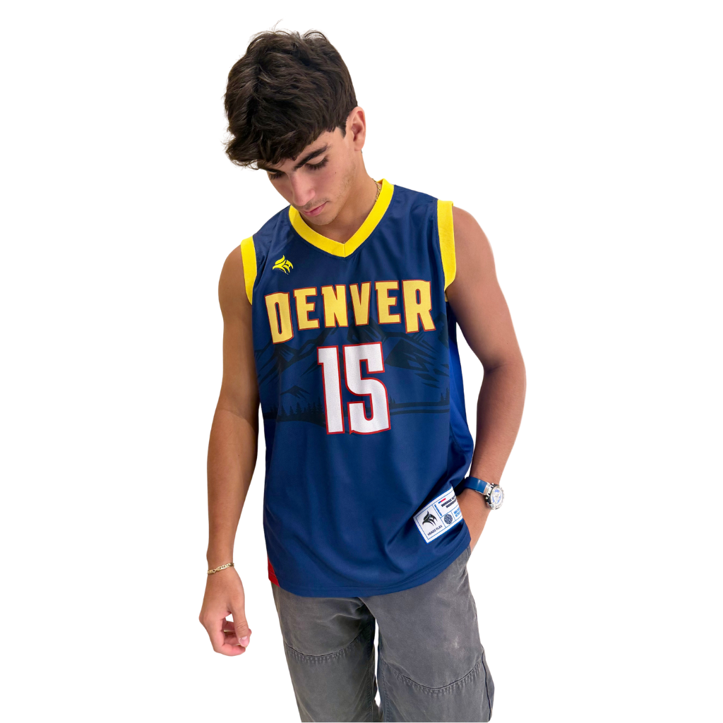 Denver Blue Basketball Jersey #15 – Lightweight, Breathable, Streetwear Style for Men & Youth
