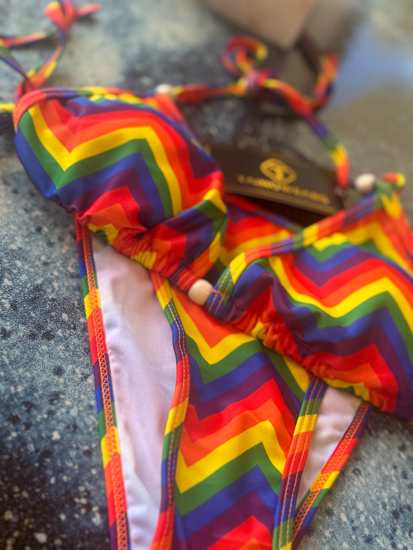 Tainowears Pride Rainbow Bikini for Women – 2 Piece Swimsuit Set, Bright Color Print, 100% Lycra, Removable Pads – LGBTQ Summer Festival Swimwear