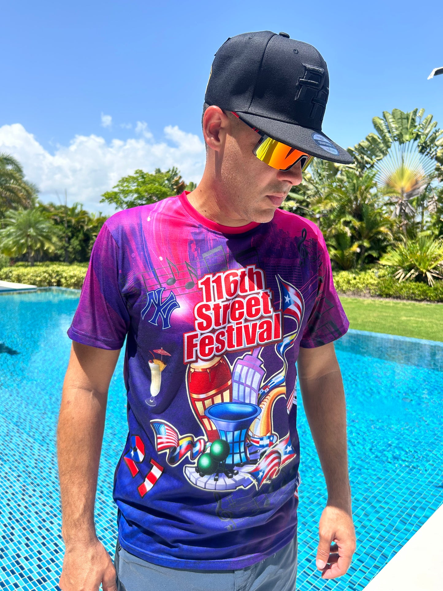 Tainowears 116th Street Festival T-shirt – Latino Culture Polycotton Short Sleeve