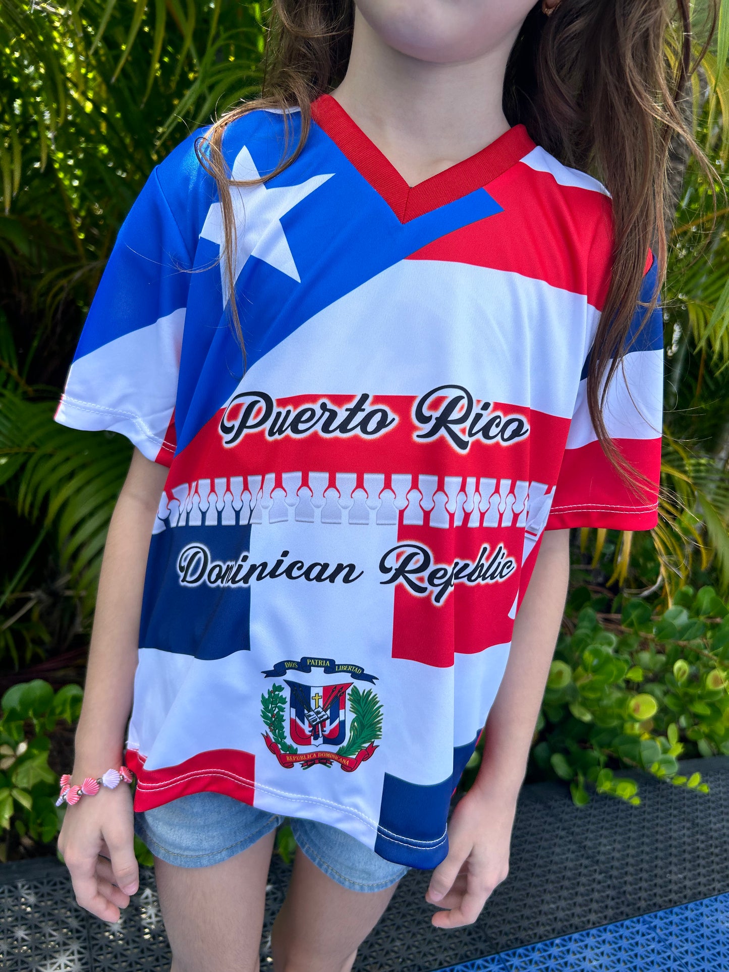 Puerto Rico-Dominican Republic Jersey – Dual Flag Design, Lightweight Children & Youth