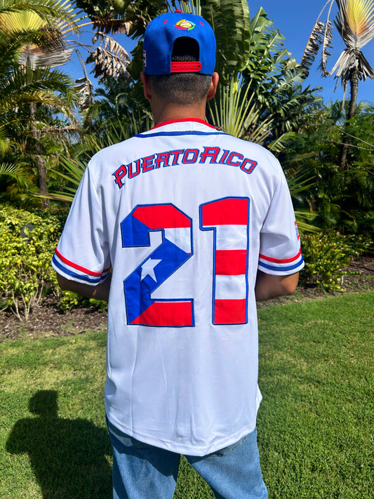Puerto Rico Baseball Jersey – Iconic Coqui, El Morro & #21 Tribute in Premium Fabric