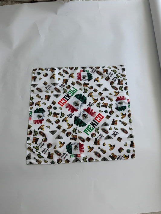 Mexico Symbols Satin Head Scarf Bandana, Neck Sccarf Unisex