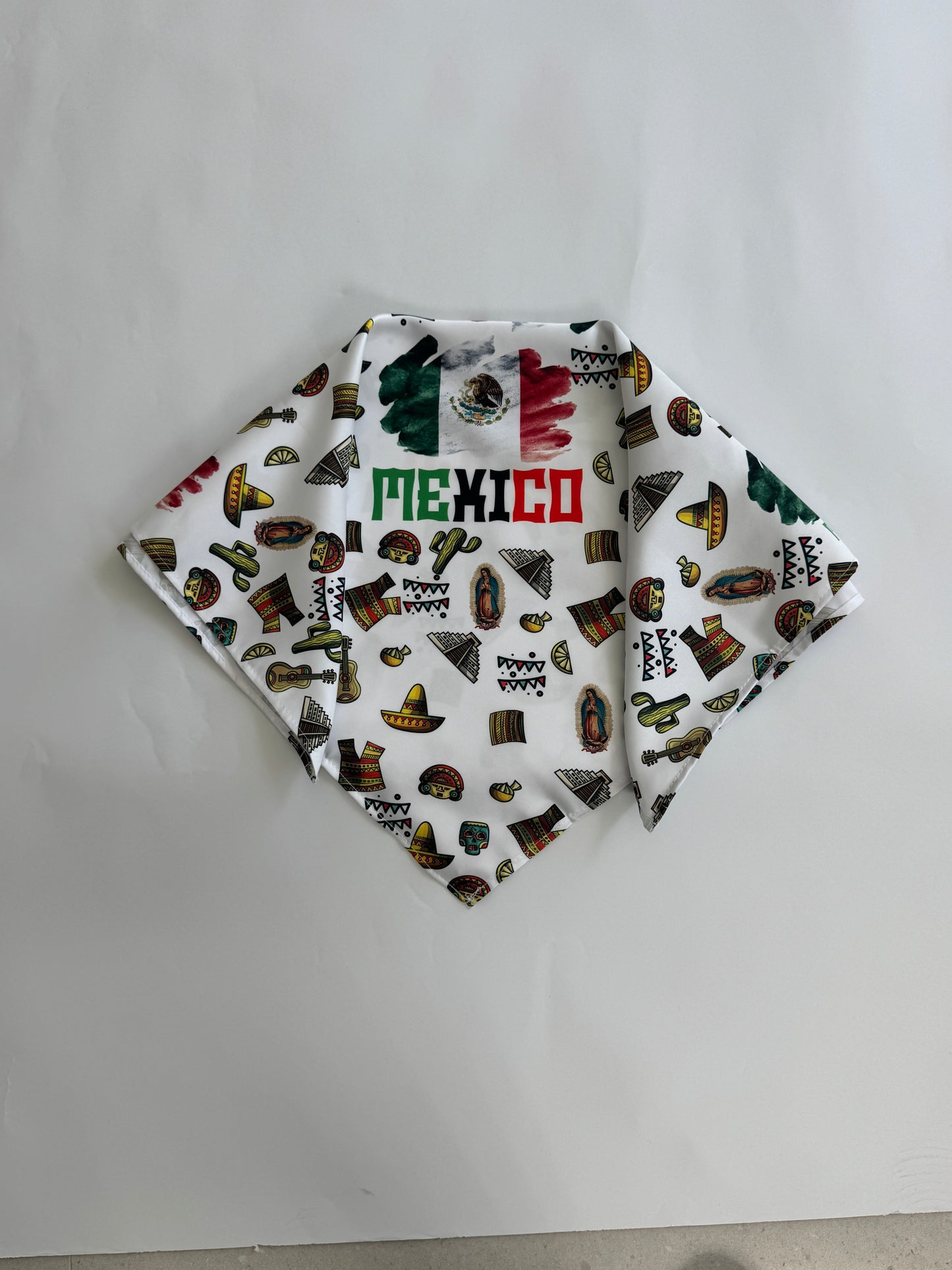 Mexico Symbols Satin Head Scarf Bandana, Neck Sccarf Unisex