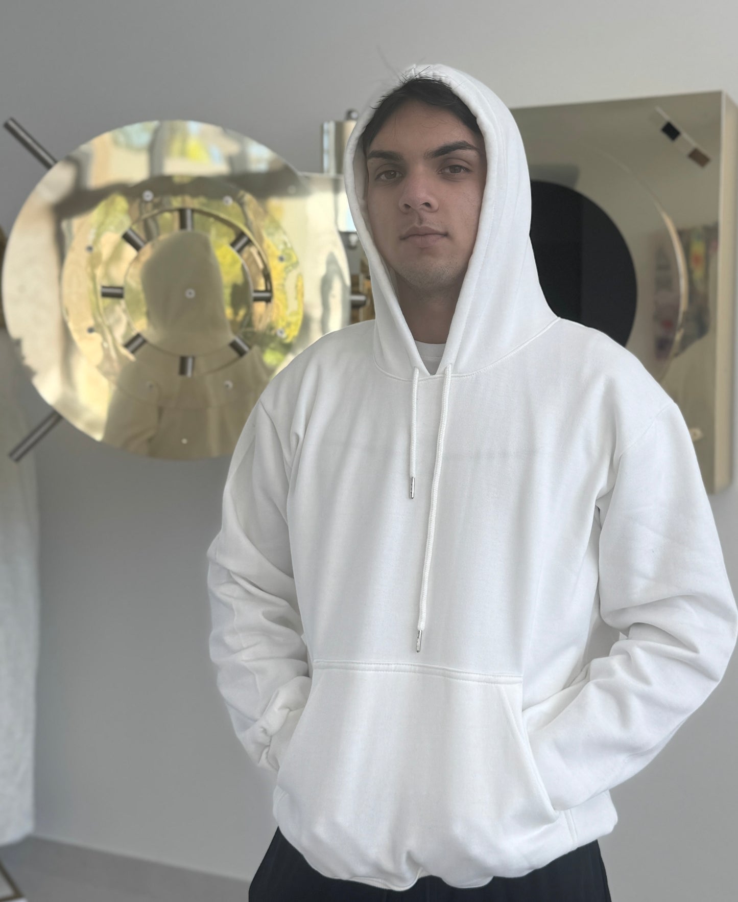 Premium Oversized Off White Pullover Hoodie - 100% Natural Cotton from Peru | Soft Feel & Sustainable Design