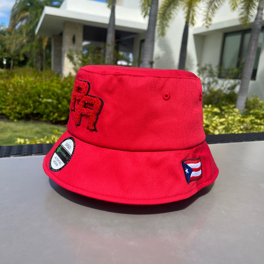 Puerto Rico Bucket Hat Chenille Red PR premium cotton