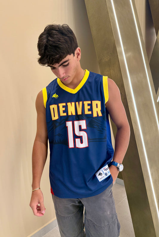 Denver Blue Basketball Jersey #15 – Lightweight, Breathable, Streetwear Style for Men & Youth