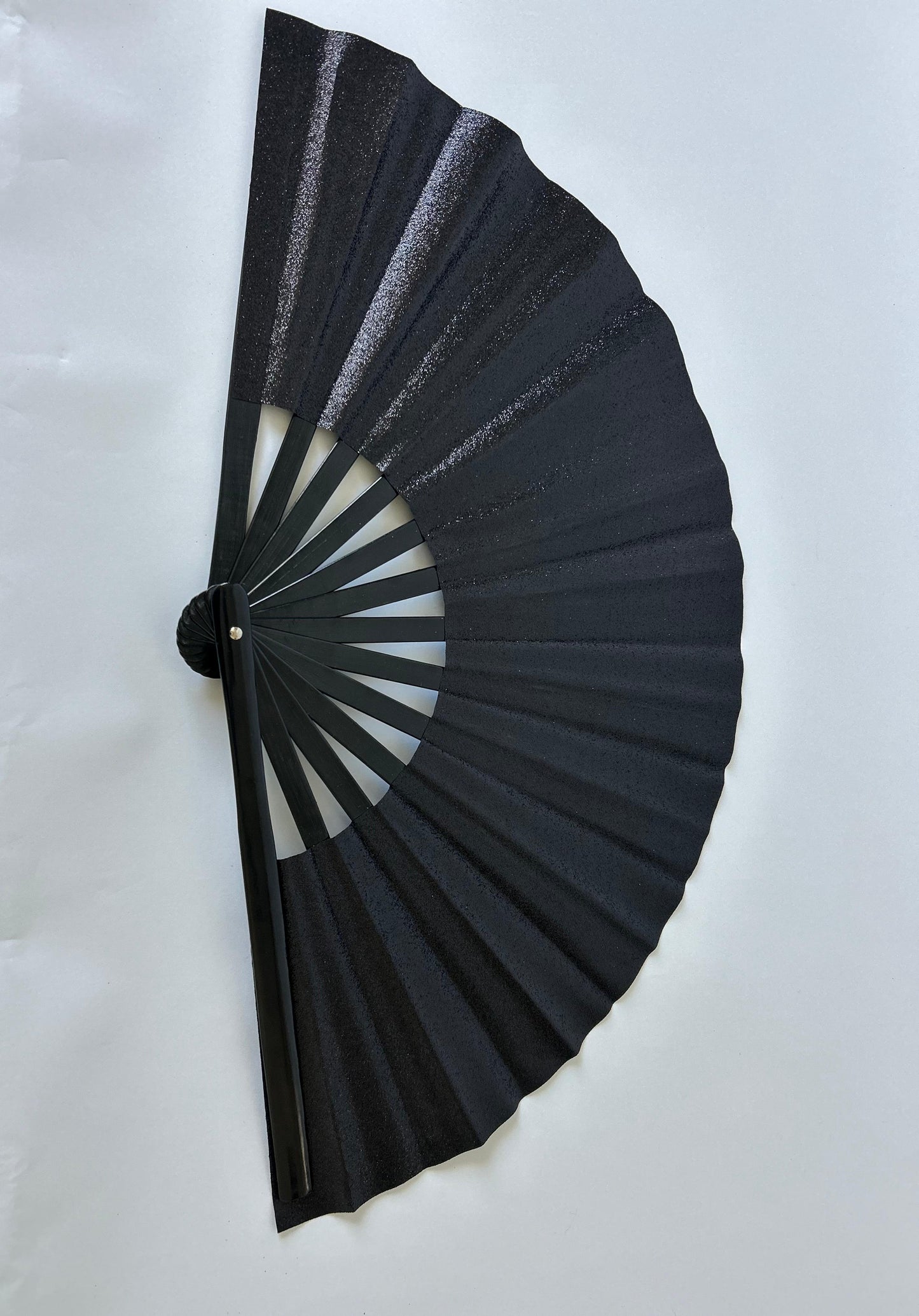 Glitter Folding Hand Fan – Strong Bamboo Frame with Loud Clack | Sparkly Festival Fan in BLACK