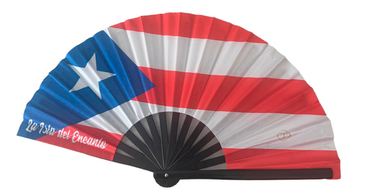 Rave Hand Fans – Large Bamboo Folding Fan with Loud Clack for Festivals, Pride, Summer & Drag Shows | Solid, Glitter, and Statement DesignsPuerto Rico La isla del Encanto