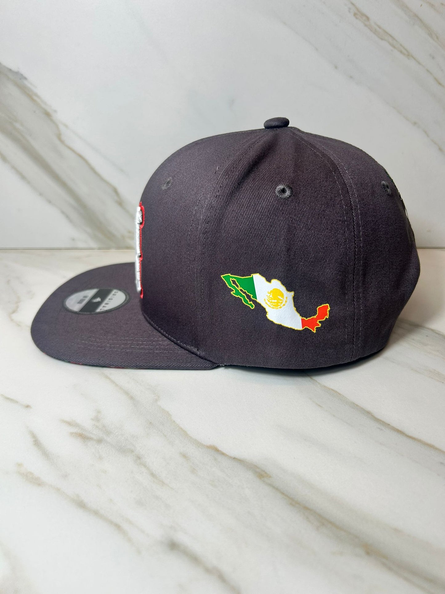 Mexico Hat   M  Embroidery Cap , Grey, Gorra de Mexico-Snapback Adjustable - Unisex 7 1/8