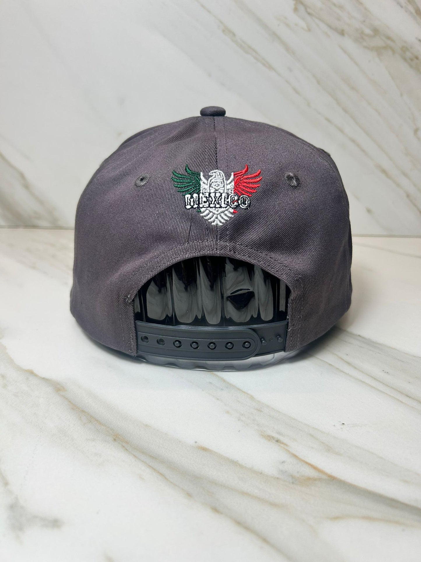 Mexico Hat   M  Embroidery Cap , Grey, Gorra de Mexico-Snapback Adjustable - Unisex 7 1/8