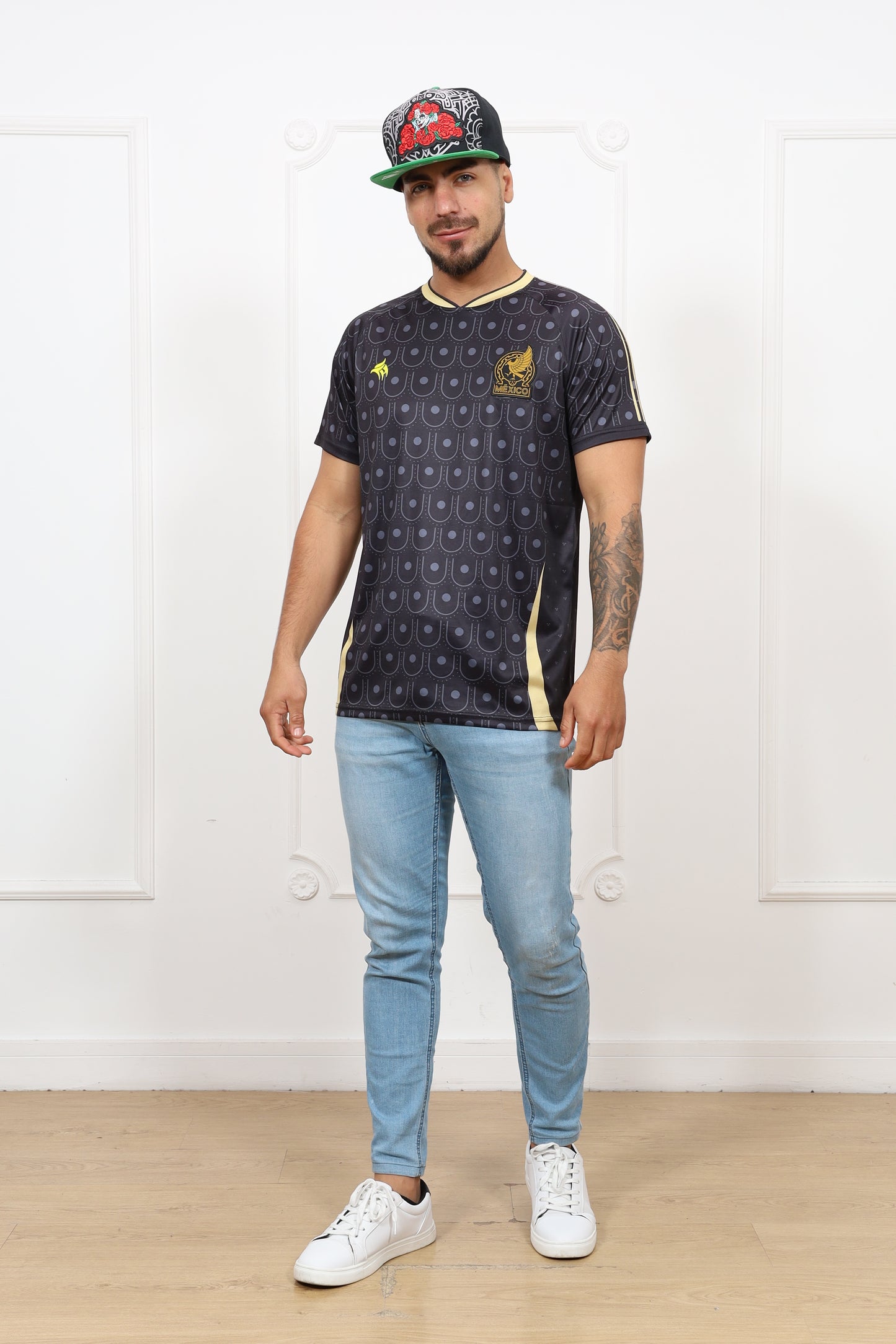 Headz Flex Mexico Black Soccer Jersey Away  - Fan Version | Lightweight Short Sleeve