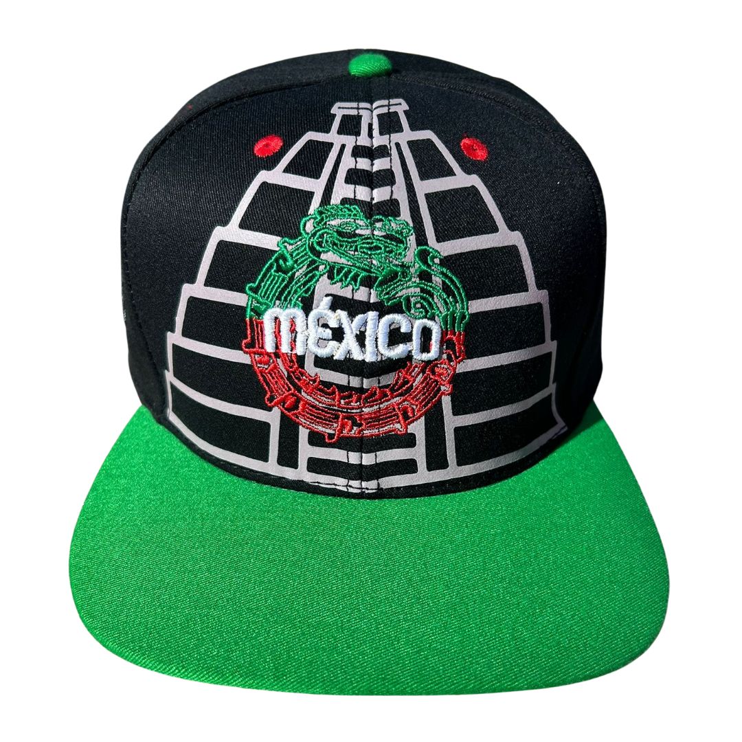 Mexico Baseball Cap Quetzalcoatl & Pyramids, Flatbill Snapback