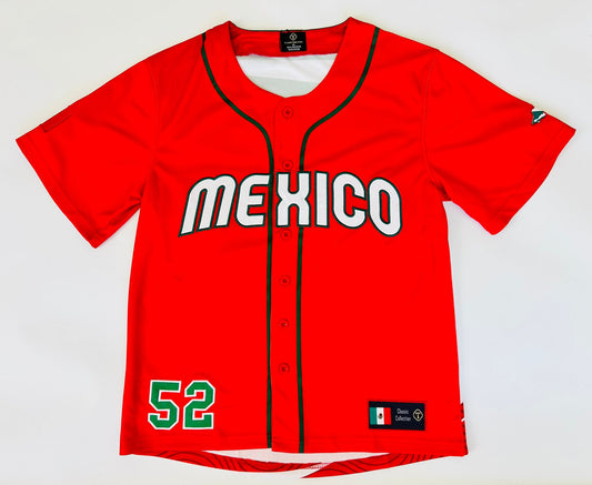 Mexico Red Baseball Jersey – Premium Unisex Jersey with Iconic Quetzalcoatl & Mexico Map