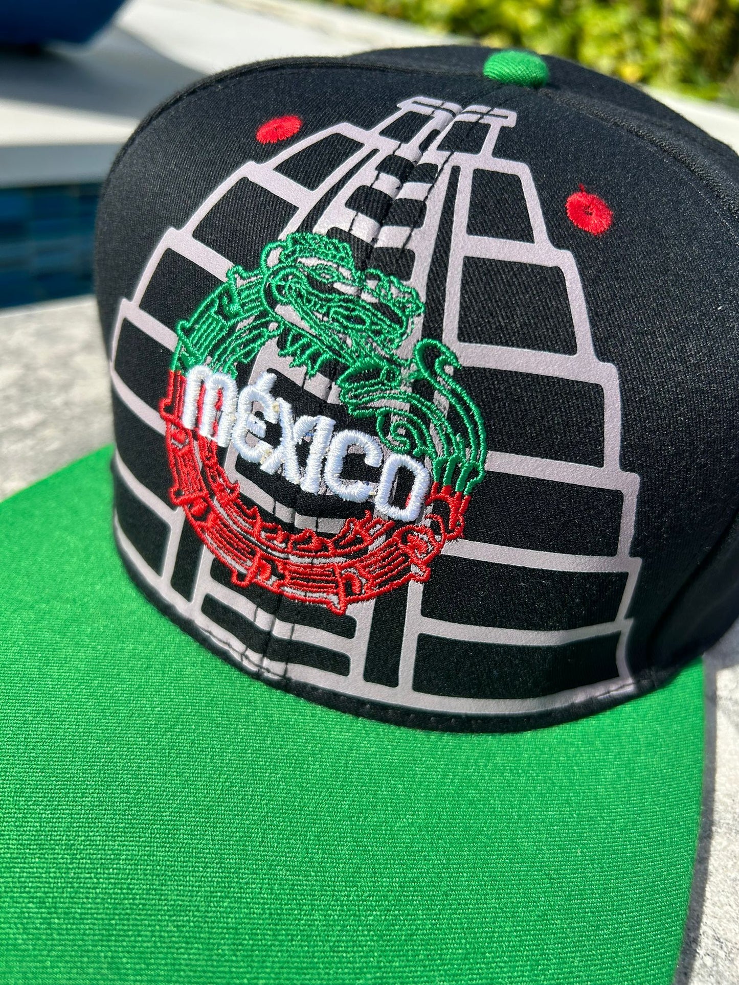 Mexico Baseball Cap Quetzalcoatl & Pyramids, Flatbill Snapback