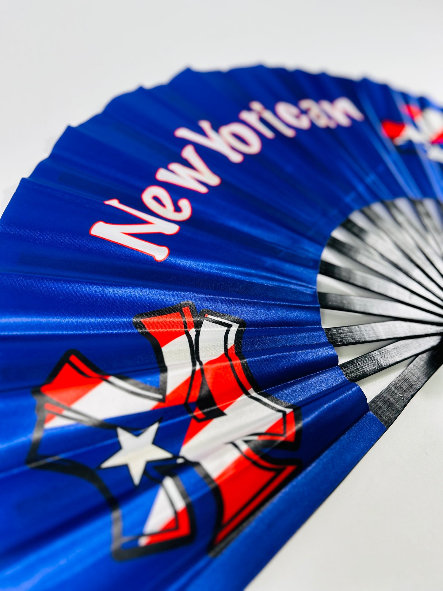 NewYorican Folding Fan – Puerto Rican Bamboo Frame | NYC Boricua Festival Accessory