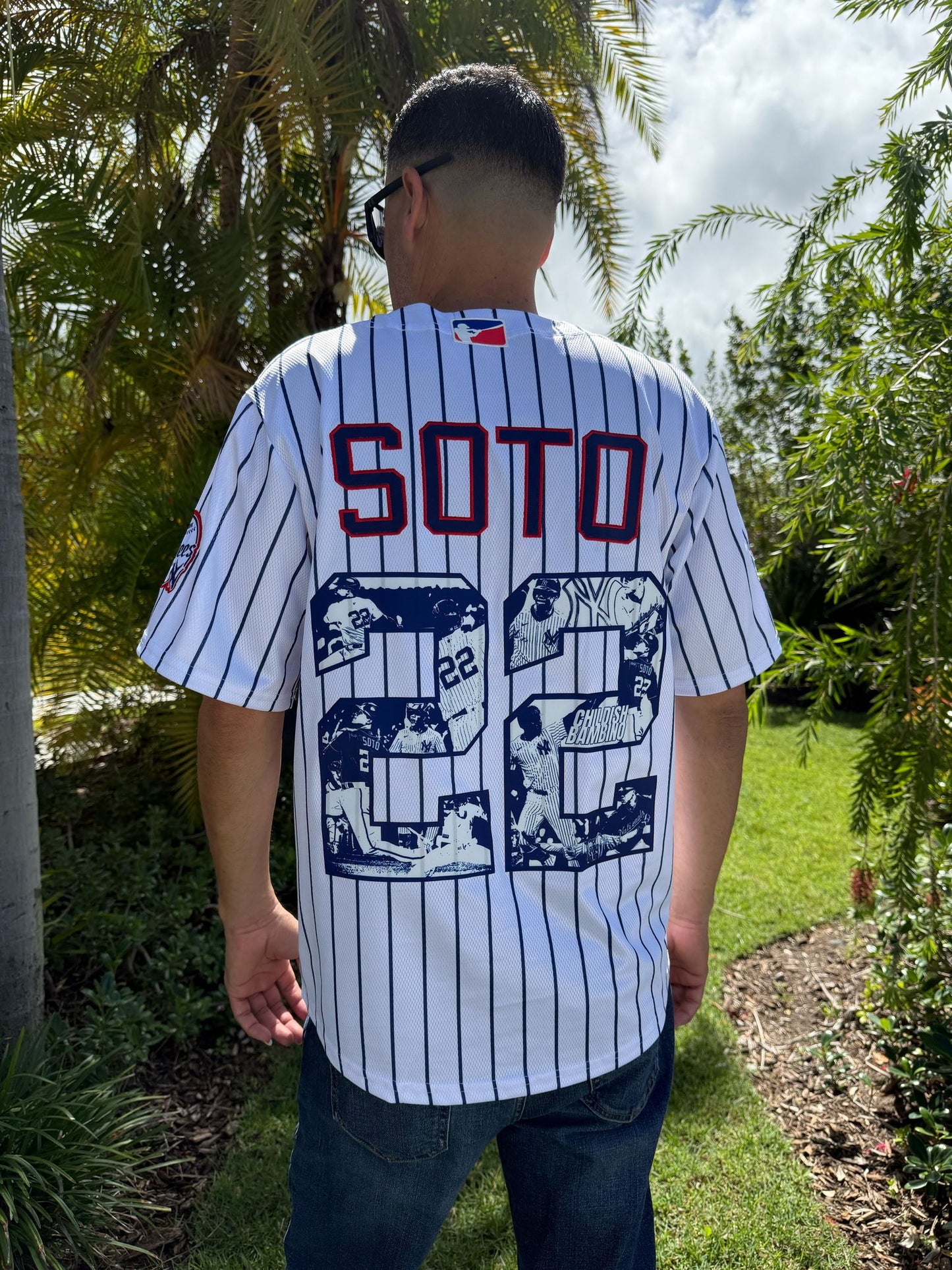 Headzflex  New York  Soto #22 white Baseball Jersey short Sleeve v-neck