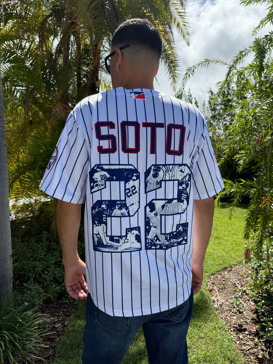 Headzflex  New York  Soto #22 white Baseball Jersey short Sleeve v-neck