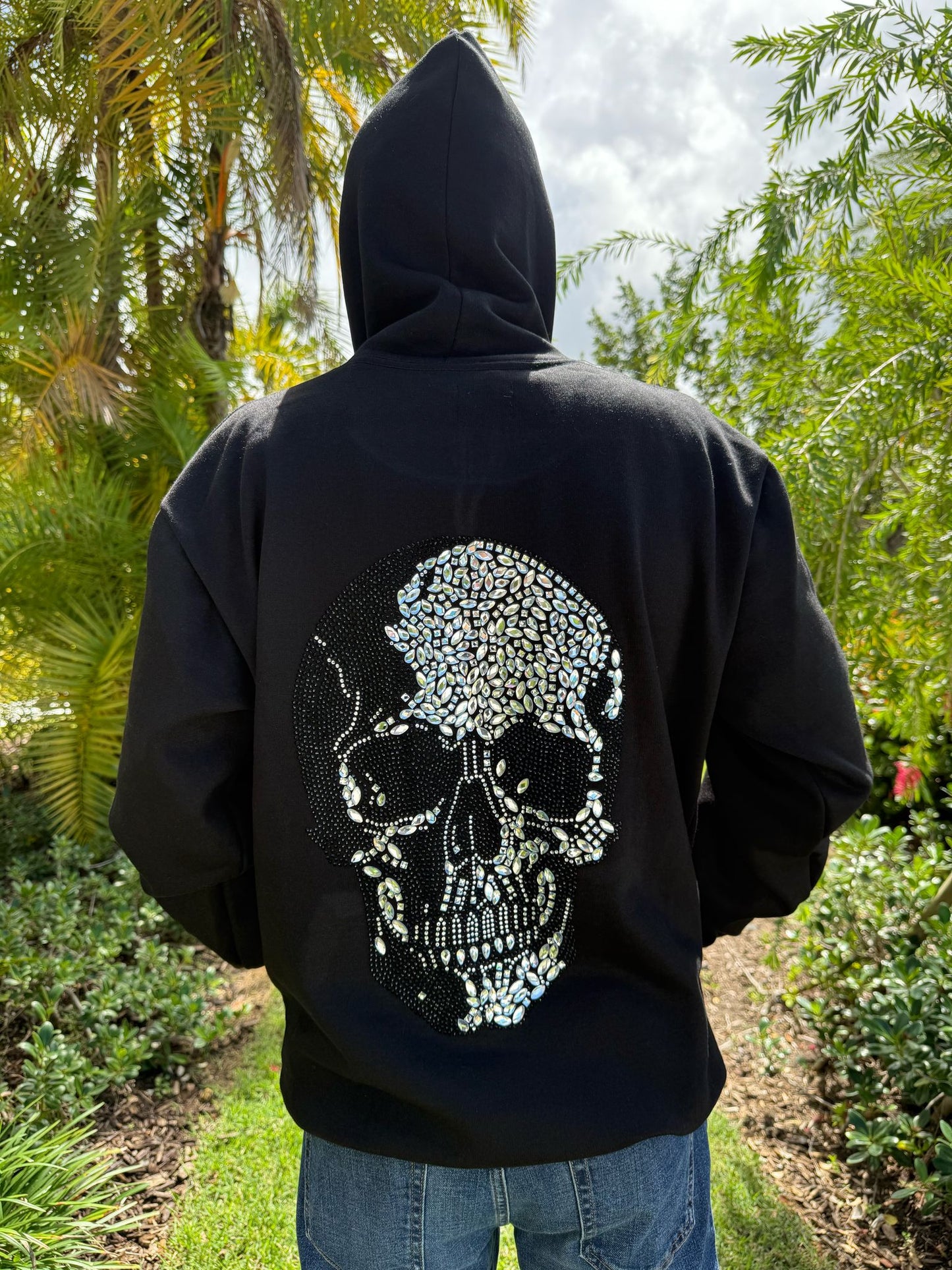 Peruvian Cotton Rhinestone Skull Hoodie – Limited Edition
