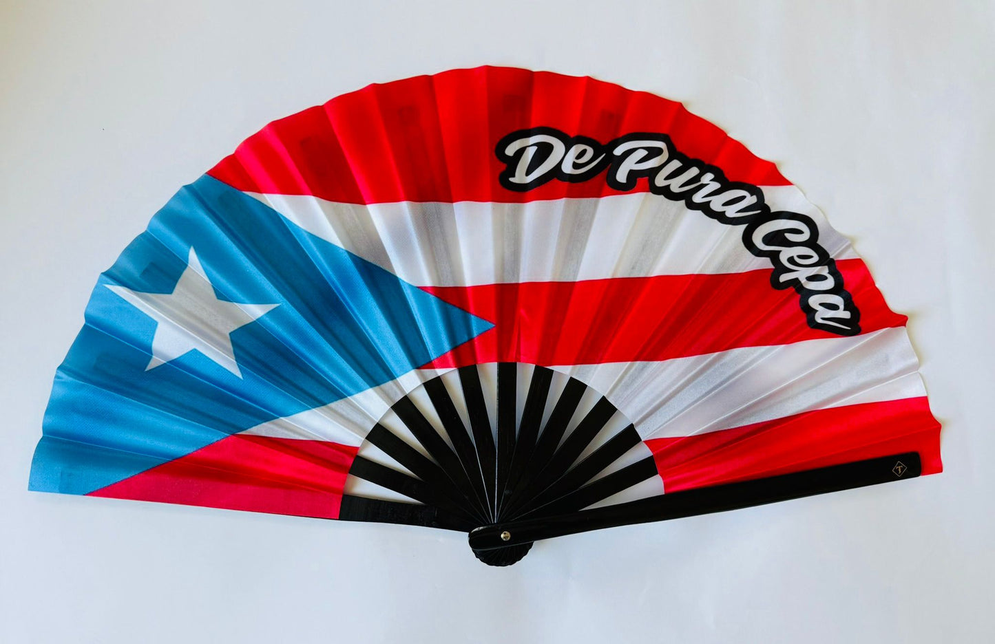 Folding Fan with Loud Clack for Festivals, Pride, Summer & Drag Shows  PUERTO RICO DE PURA CEPA