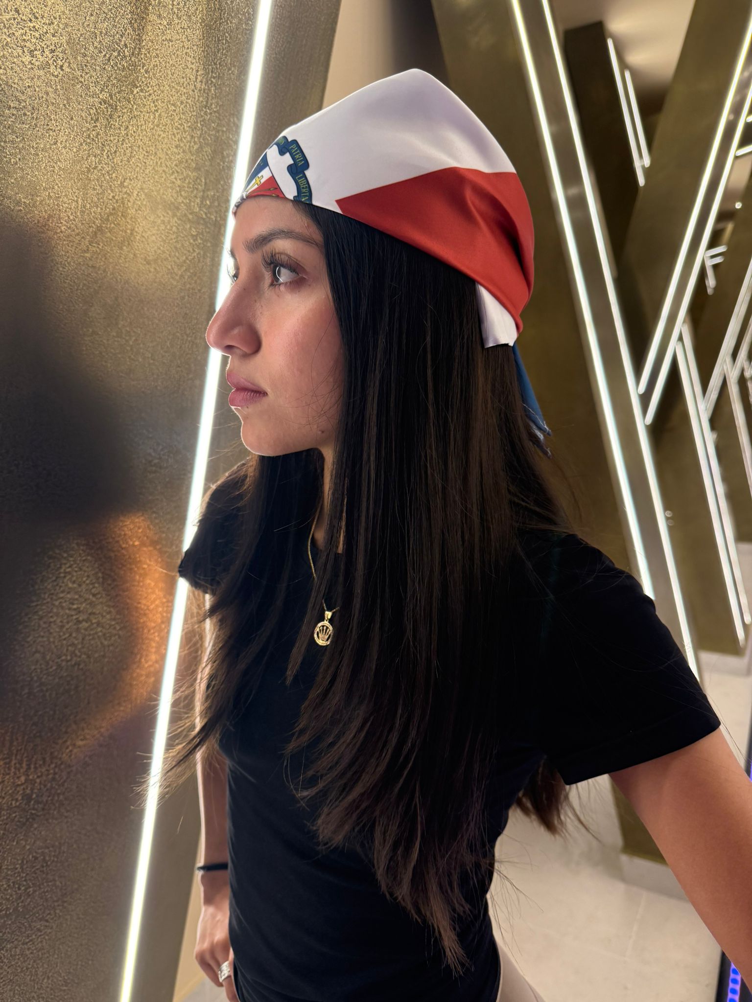 Dominican Republic Satin Head Scarf Bandana, Neck Scarf for Women