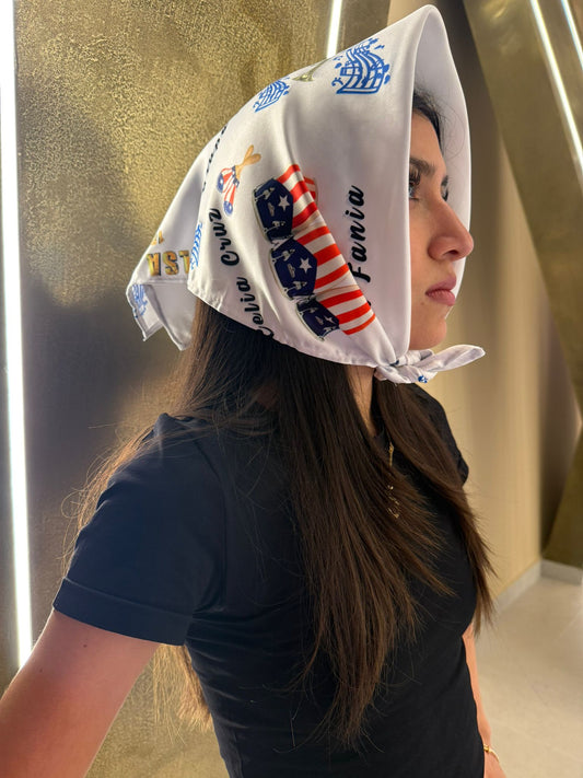 Salsa Boricua  Satin Head Scarf Bandana, Neck Scarf Unisex