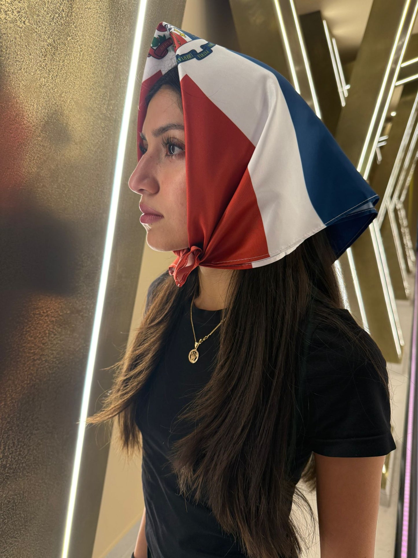 Dominican Republic Satin Head Scarf Bandana, Neck Scarf for Women Girls