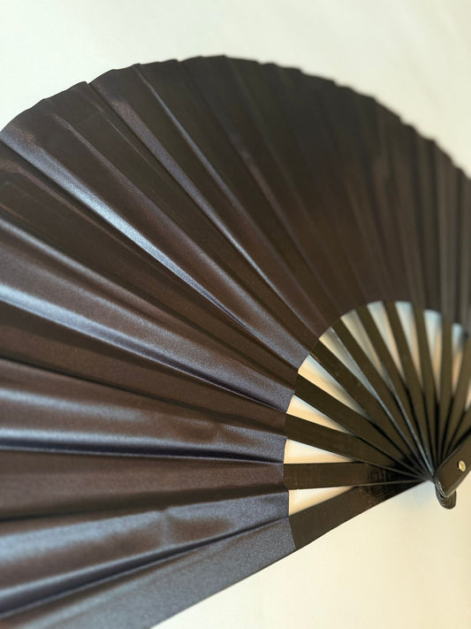 Large Bamboo Folding Fan with Loud Clack BLACK SOLID