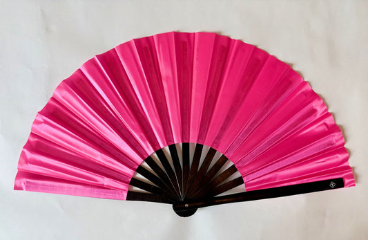 Large Bamboo Folding Fan with Loud Clack  | PINK SOLID