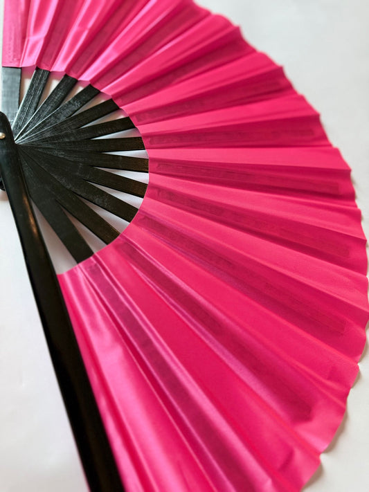 Large Bamboo Folding Fan with Loud Clack  | PINK SOLID