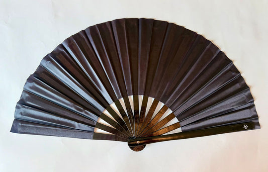 Large Bamboo Folding Fan with Loud Clack BLACK SOLID